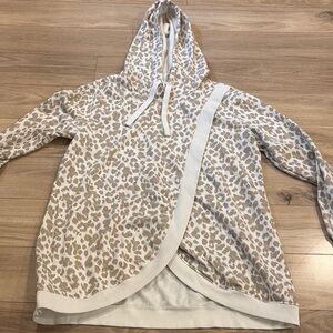 Old Navy Leopard Print Hoodie - Cream and Tan
